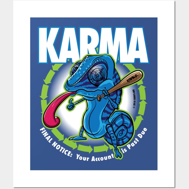 Karma Chameleon with Baseball Bat Cartoon Wall Art by eShirtLabs